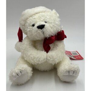 American Greetings White Bear Stuffed Animal Plush Magnet Hands Holds Gift Card
